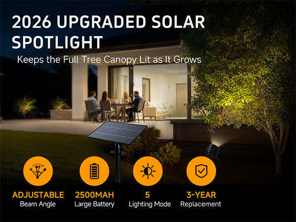 Outdoor Solar Spotlights, Adjustable Beam Focus, Separate Panel, LED Warm White & Daylight Selectable (3102) - Hero Mobile 1