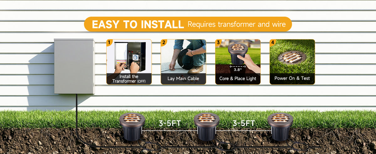 Gardenreet Low Voltage 12V LED In-ground Well Lights (Grated Top 9202) - Package Install QA Desktop 1
